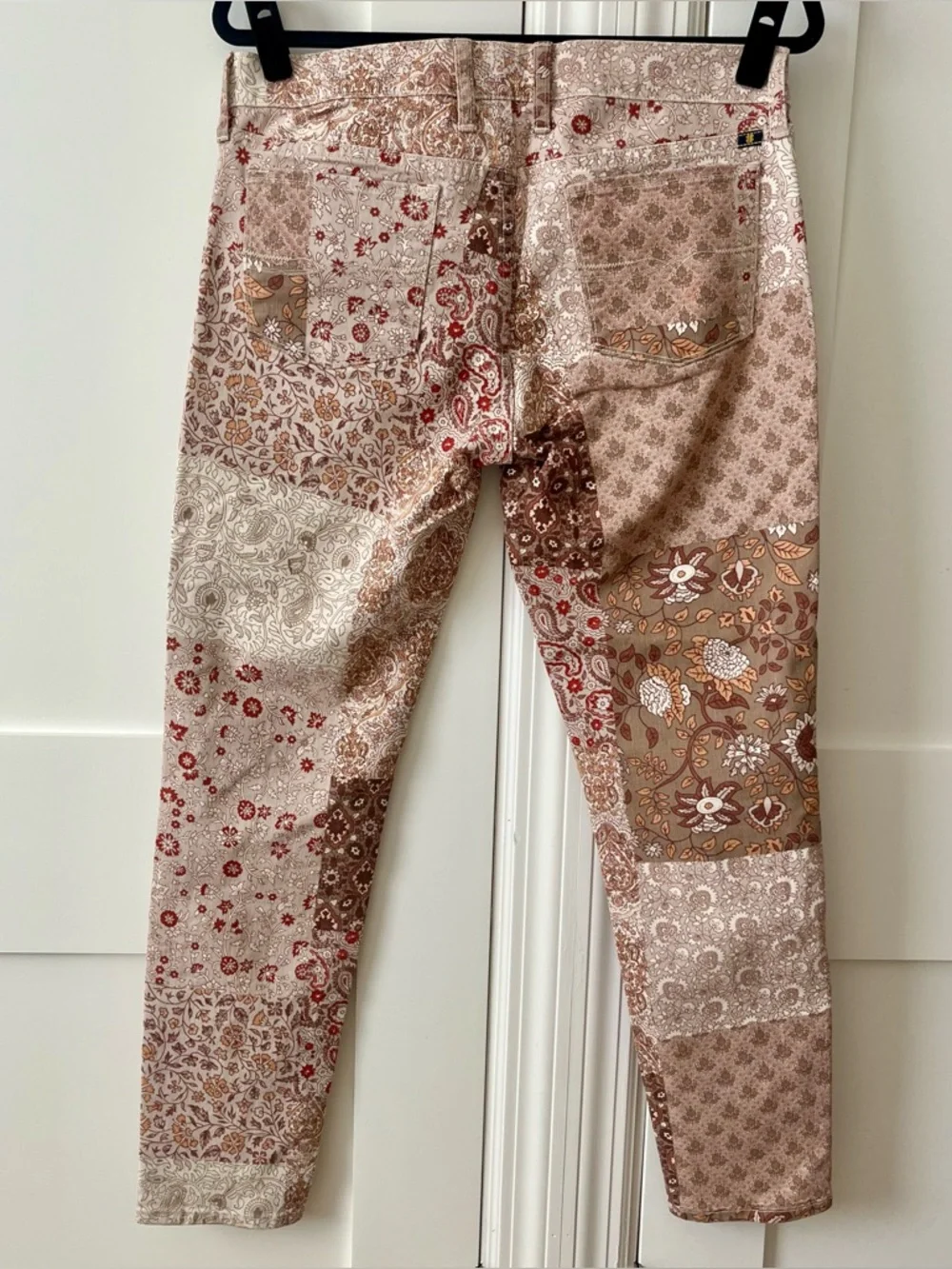 Lucky Brand Charlie Skinny Boho Patchwork Jeans Beige Sz 10 - Picture 10 of 16